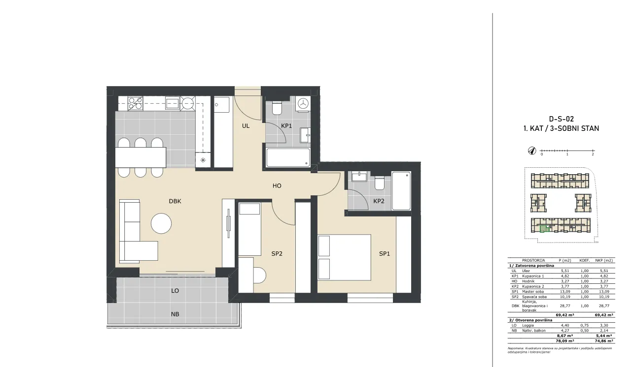 velika gorica, trosoban stan neto površine 74,86 m² novogradnja - slika 5