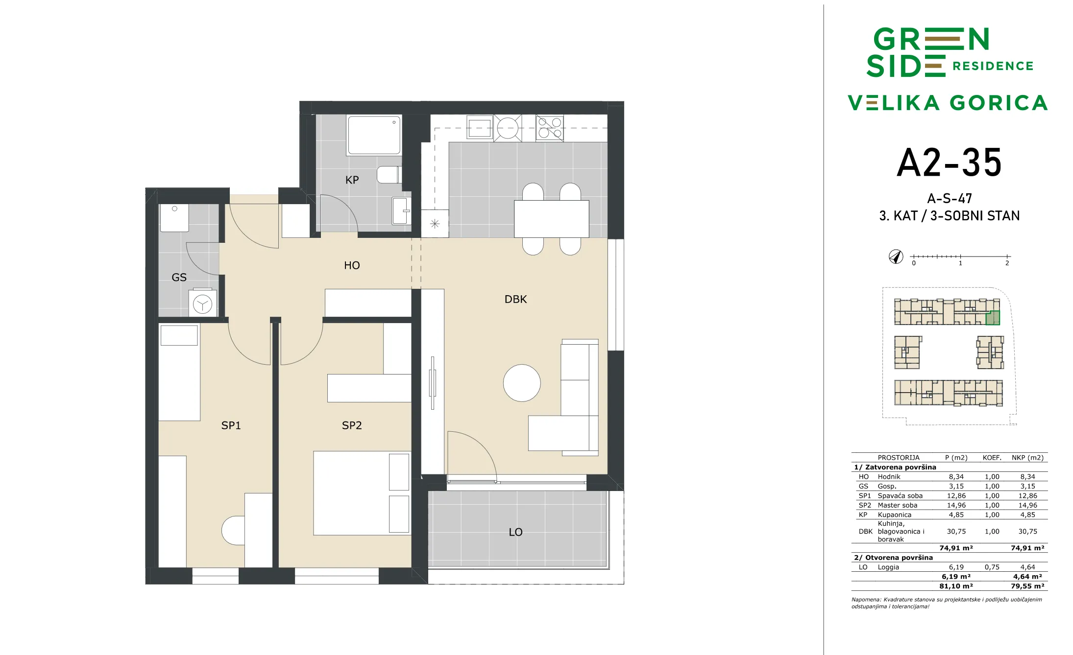 velika gorica, trosoban stan 79,55 m² novogradnja - slika 5