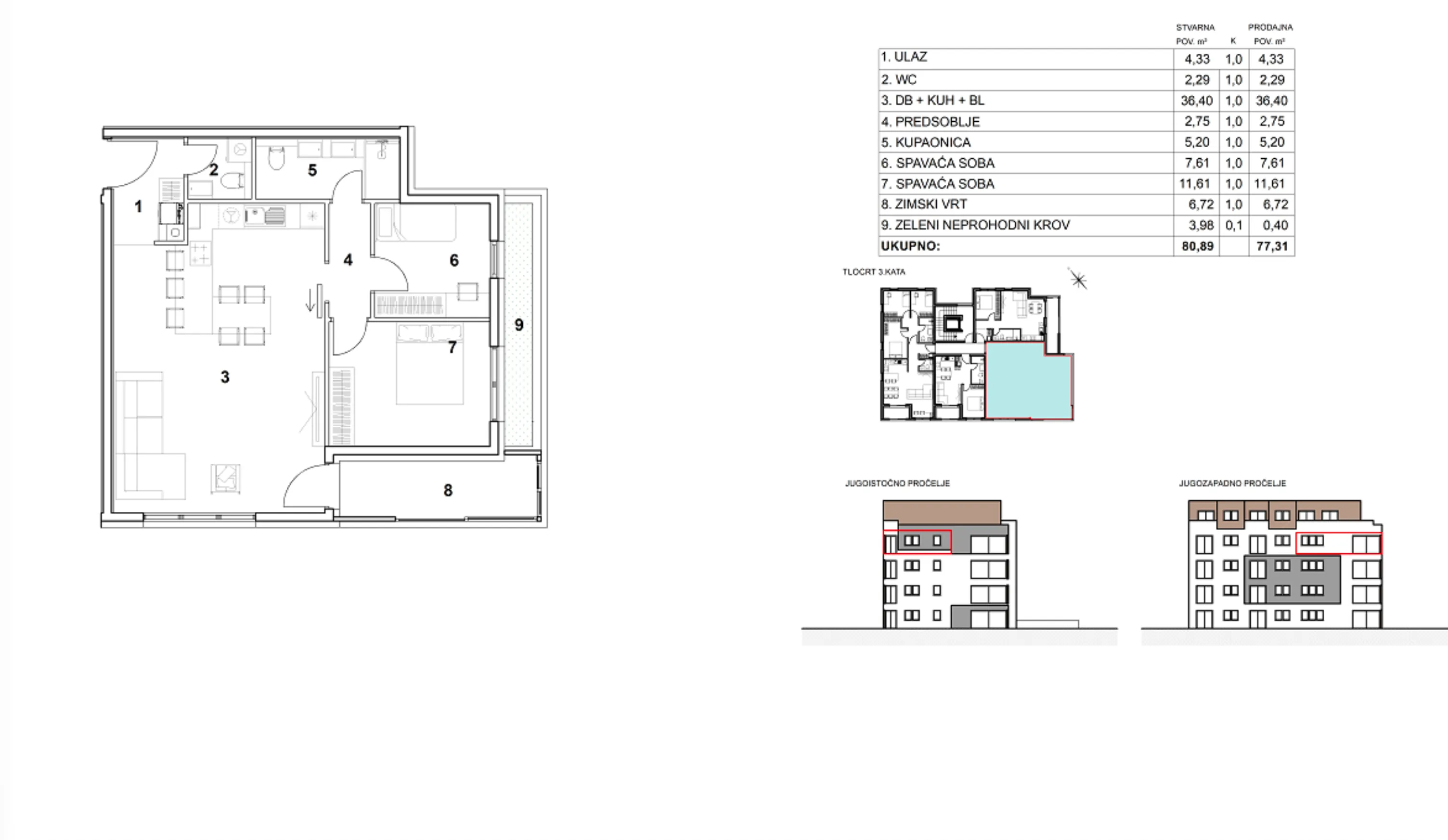 zagreb, donje vrapče, moderan trosoban stan 77 m², novogradnja - slika 5