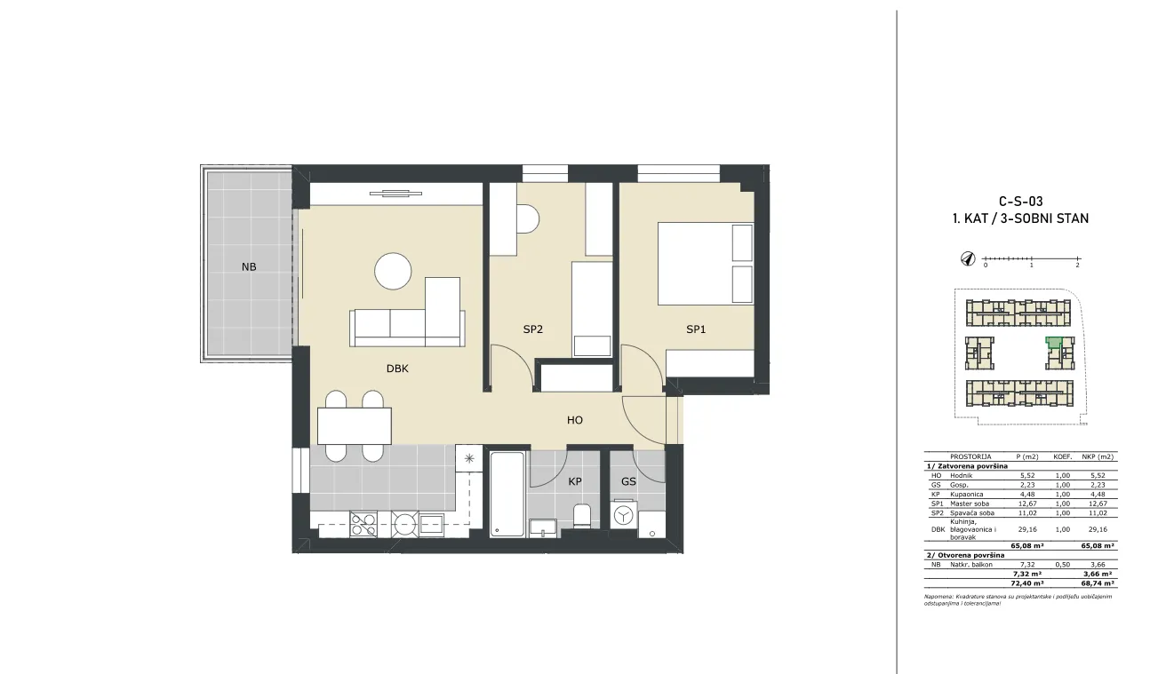 velika gorica, trosoban stan neto površine 68,74 m² novogradnja - slika 5