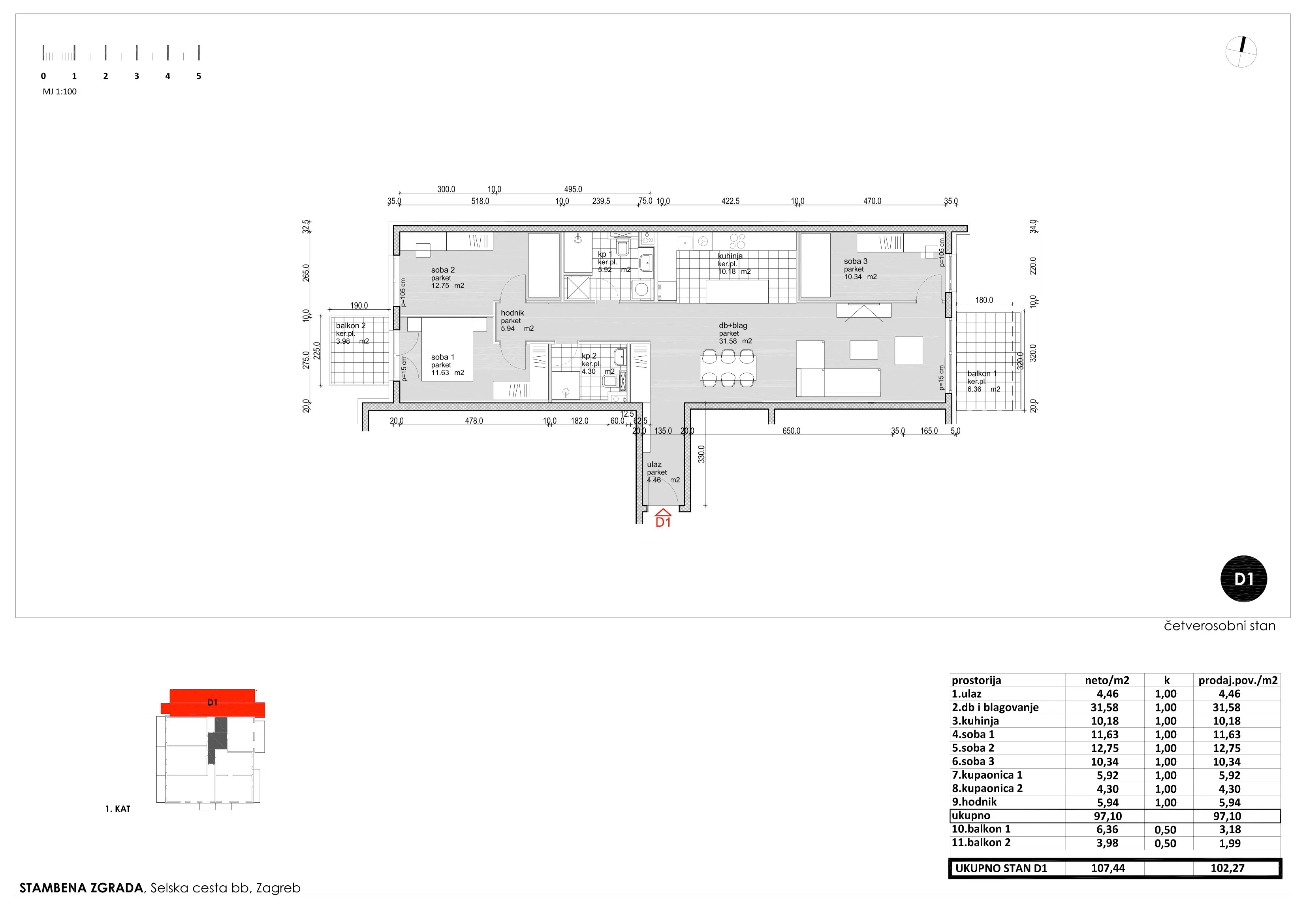 zagreb, trešnjevka, novogradnja, četverosoban stan 102 m² - slika 9