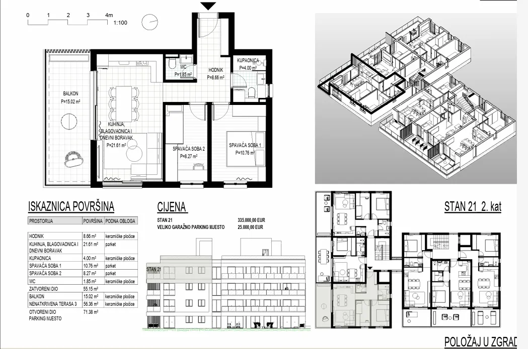 trogir, okrug gornji – apartman s21 na trećem katu neto korisne površine 76,65 m2 - slika 16