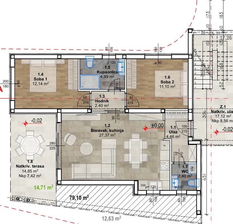krk, njivice, luksuzan stan u novogradnji u prvom redu do mora 140 m² - slika 12