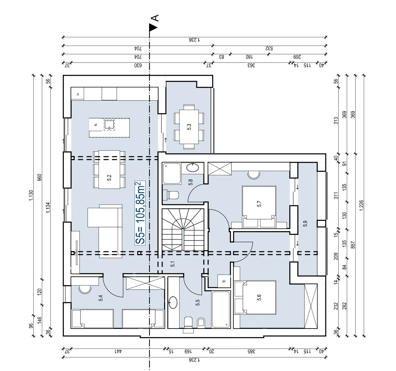 otok krk, malinska, četverosoban penthouse 105 m², dvije terase i pogled na more - slika 9