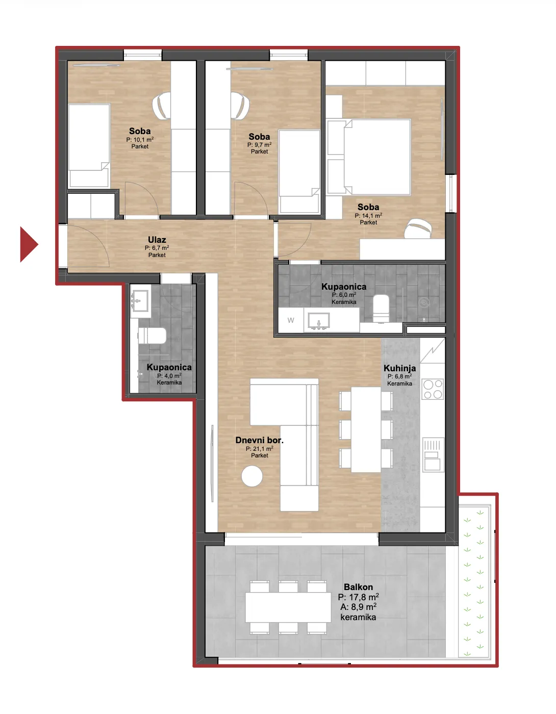 split, podstrana | trosoban penthouse s otvorenim pogledom na more i dva garažna mjesta - slika 5