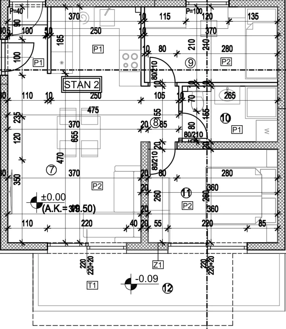 trogir, dvosoban stan s privatnim vrtom površine 46.90 m² - slika 22