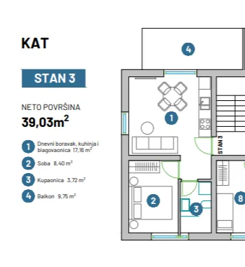 čepin, dvosoban stan s balkonom i parkirnim mjestom, 39 m² - slika 6