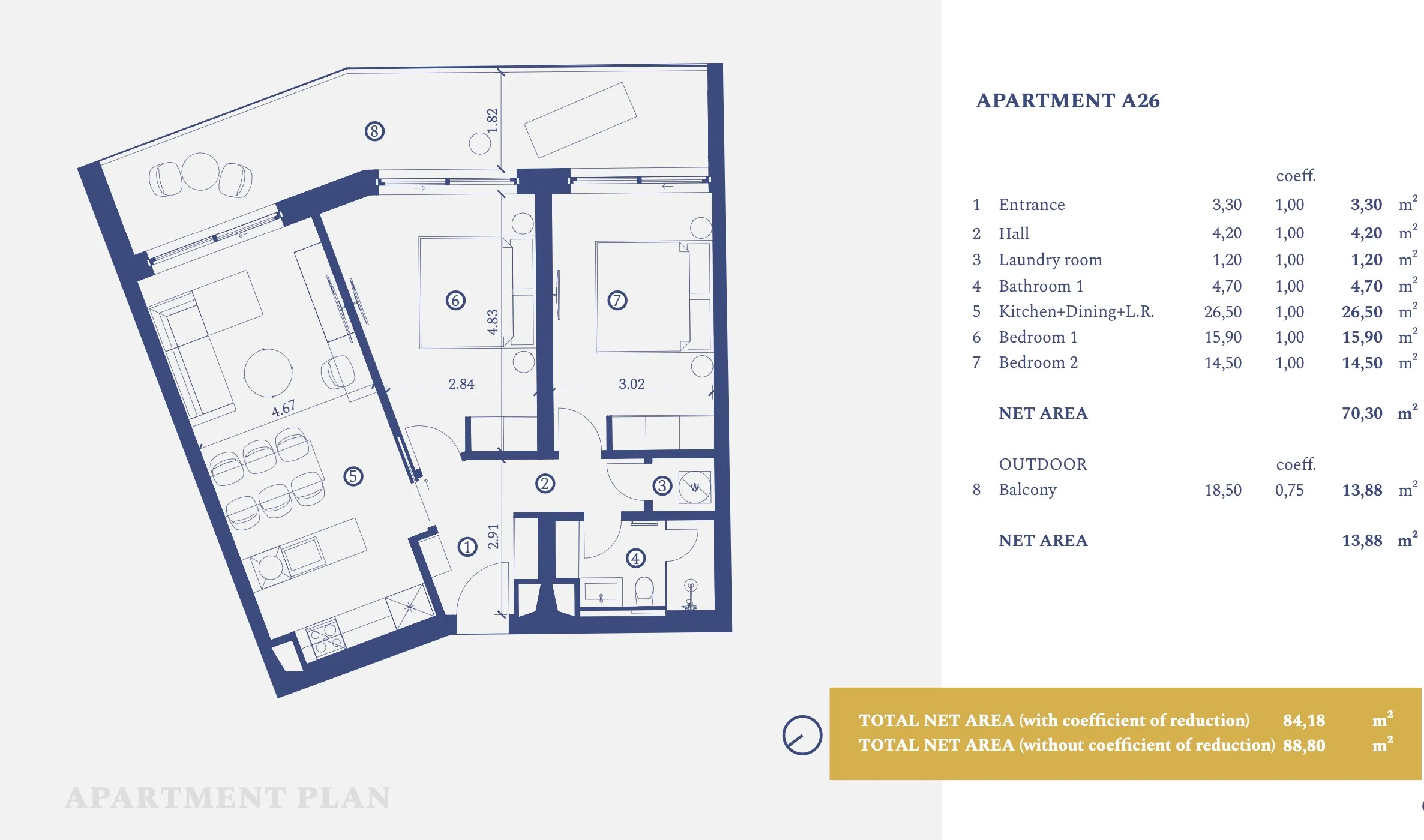 istra, savudrija, petram resort, apartman na drugom katu s dvije spavaće sobe nkp 91,80m2 - slika 20