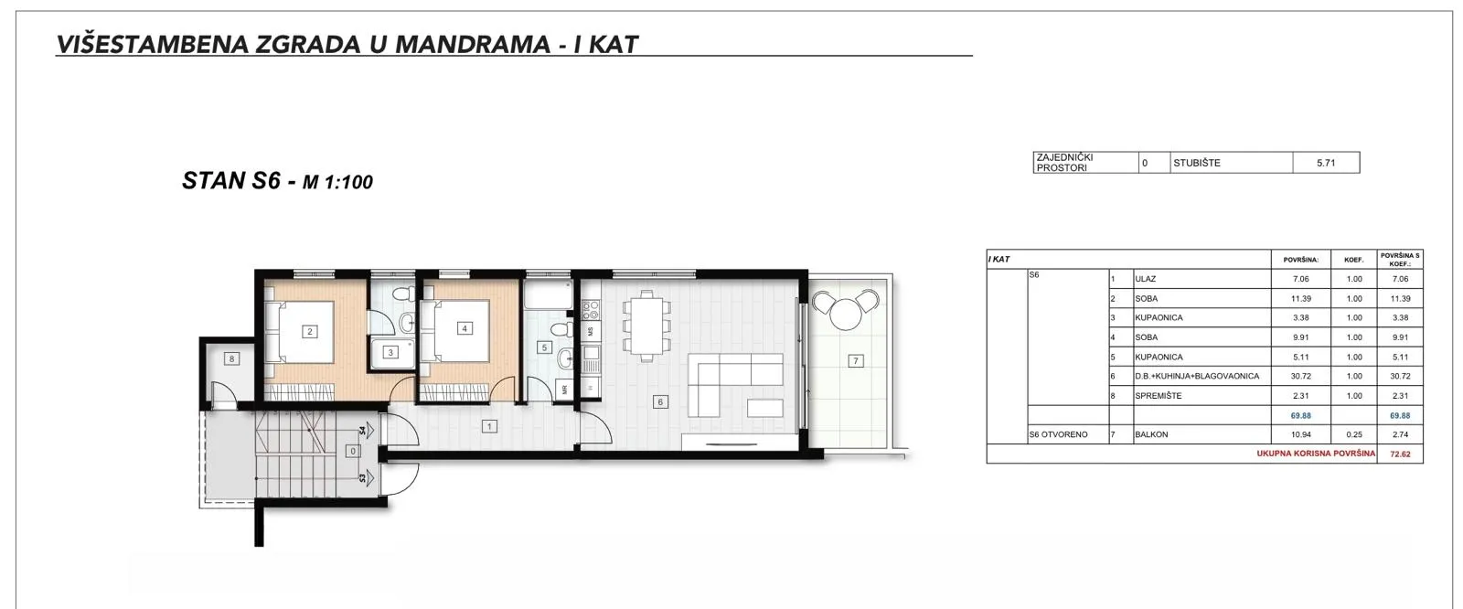 pag, mandre, novogradnja, dvosoban stan na drugom katu, 80,82 m² - slika 9