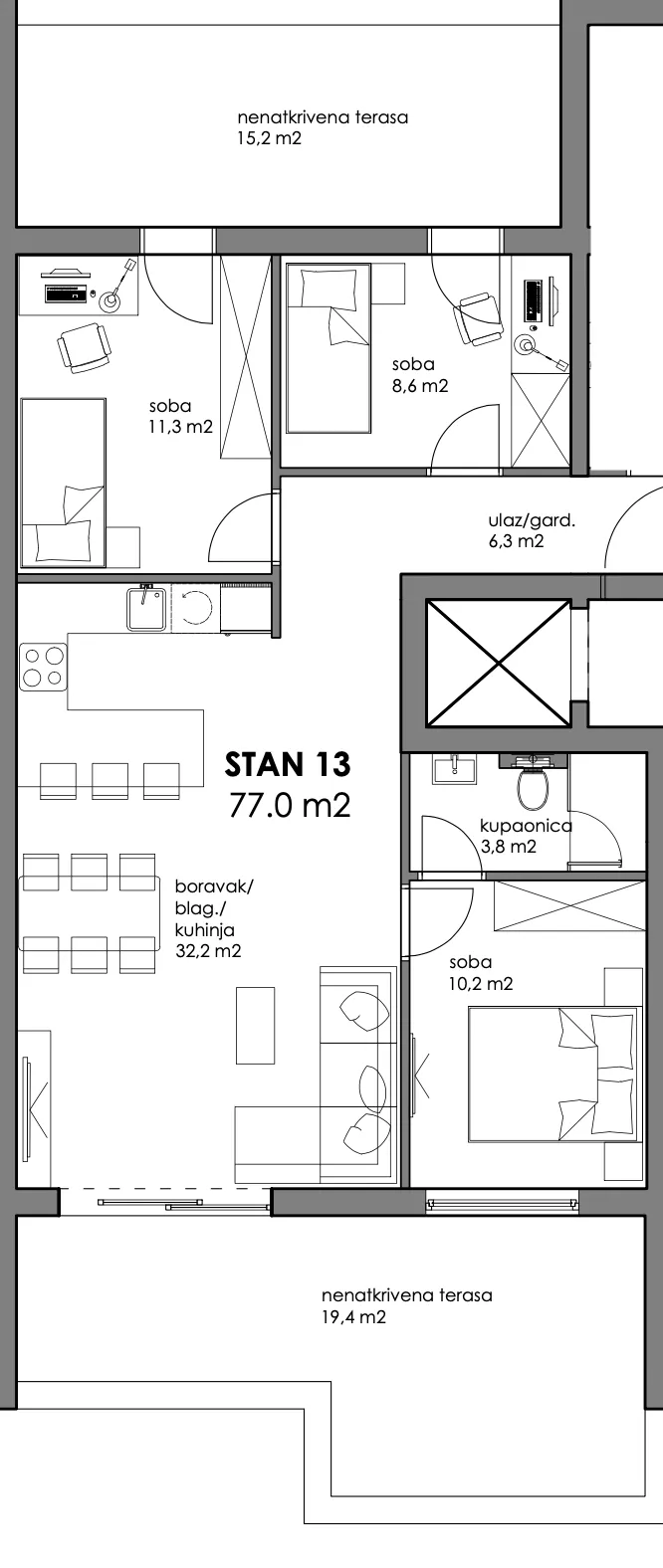 zagreb, trnava, četverosoban stan u vrhunskoj novogradnji, nkp 86 m2 - slika 13