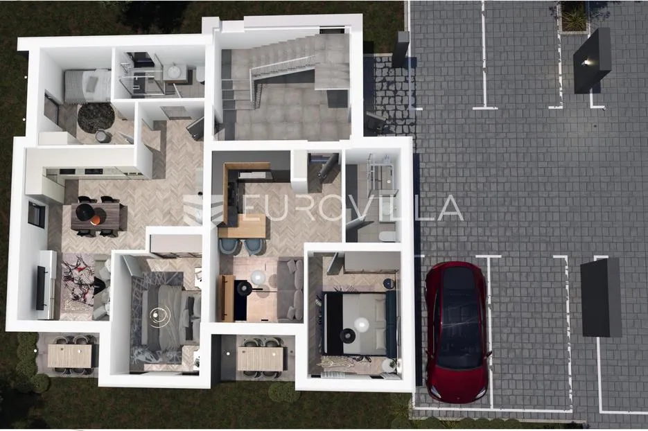 pula, bliža okolica - moderno namješten i opremljen četverosobni stan s6 na drugom katu, nkp 93.10m2 - slika 2