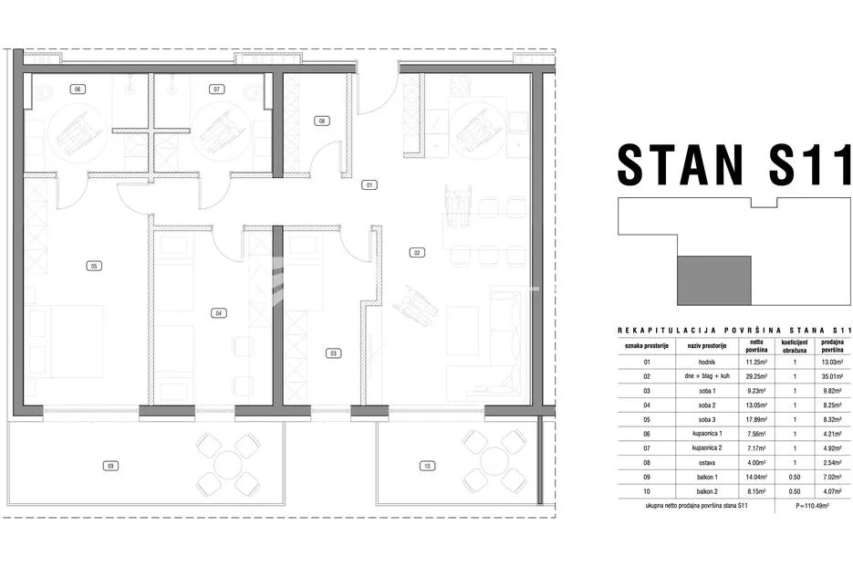 slavonski brod, j.j. strossmayera, četverosoban stan, 110,49 m², 1. kat, lift - slika 3