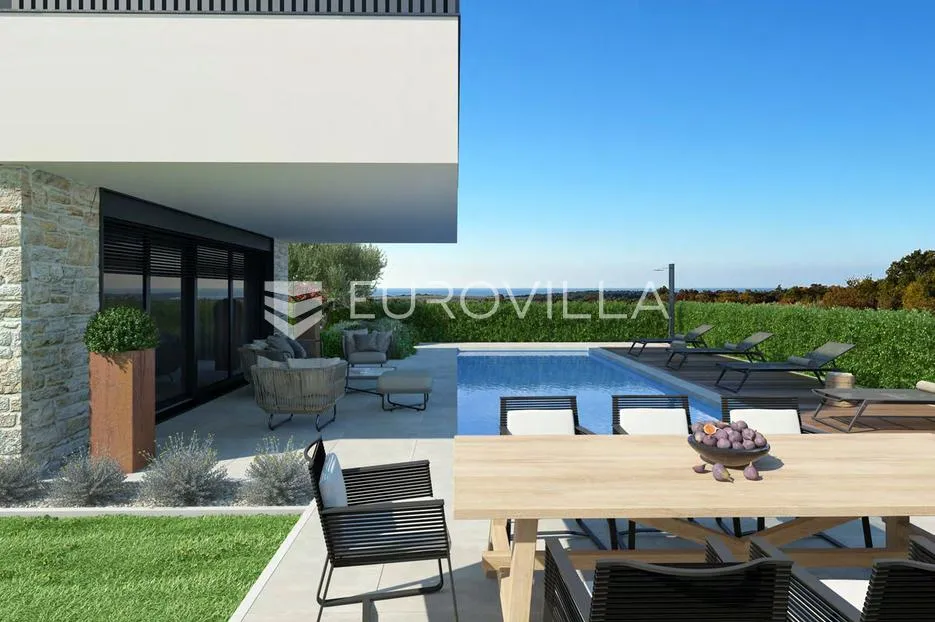 Istra, Poreč, moderna vila u izgradnji s pogledom na more - Frata, Tar-Vabriga