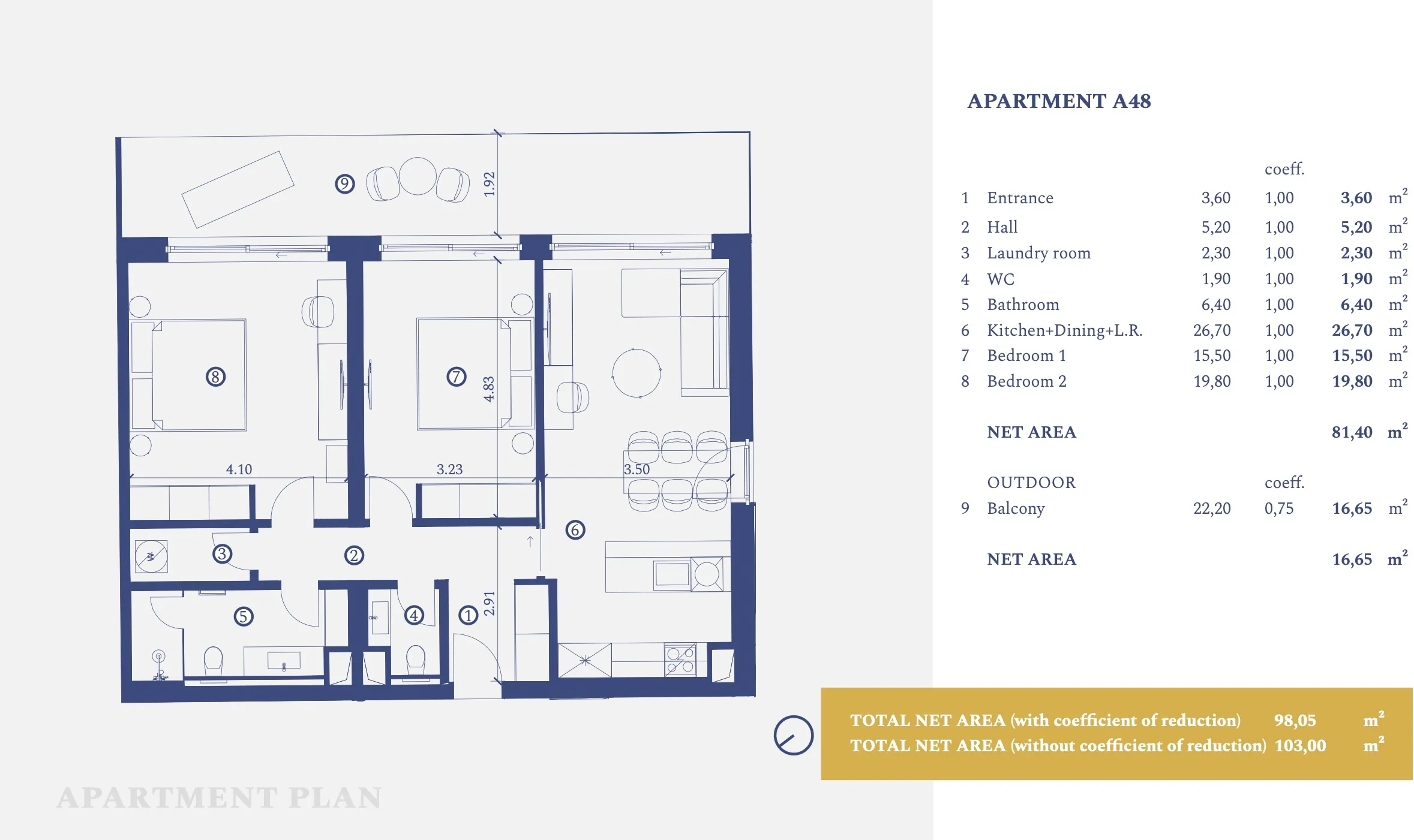 istra, savudrija, petram resort, apartman na trećem katu s dvije spavaće sobe 103,60 m² - slika 19