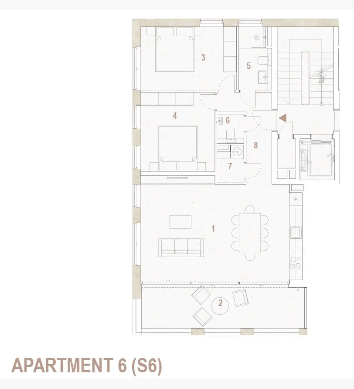 trogir, seget donji, dvosoban stan na trećem katu neto korisne površine 90 m², s6, c - slika 12