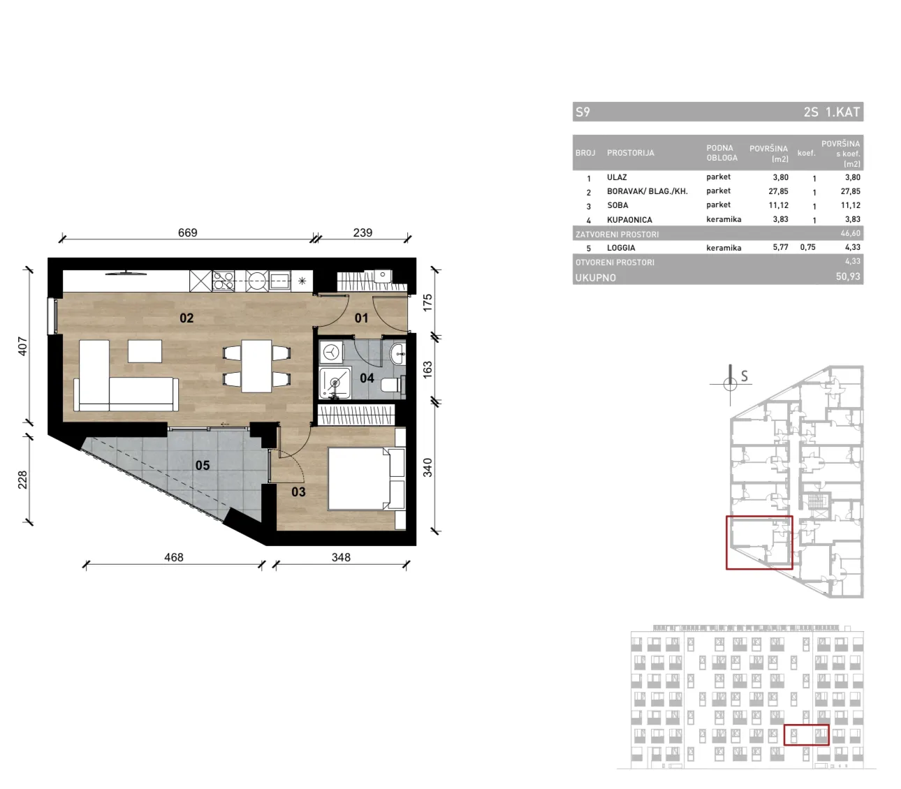 zagreb, vrapče, novogradnja, dvosoban stan na prvom katu s loggim, 50,93 m² - slika 4