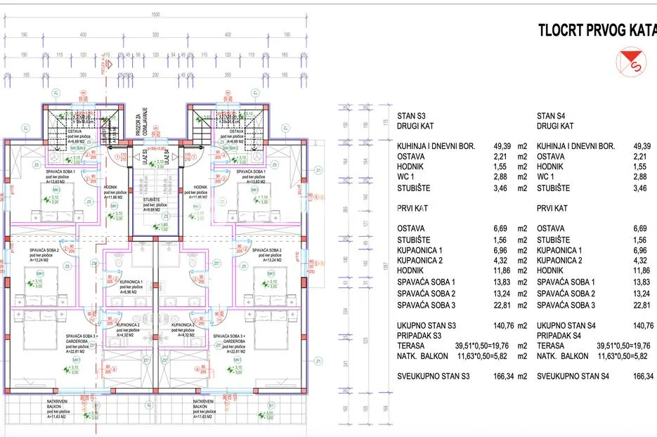 šibenik, crnica, novogradnja, trosoban, dvoetažan stan, 166,34 m² - slika 17