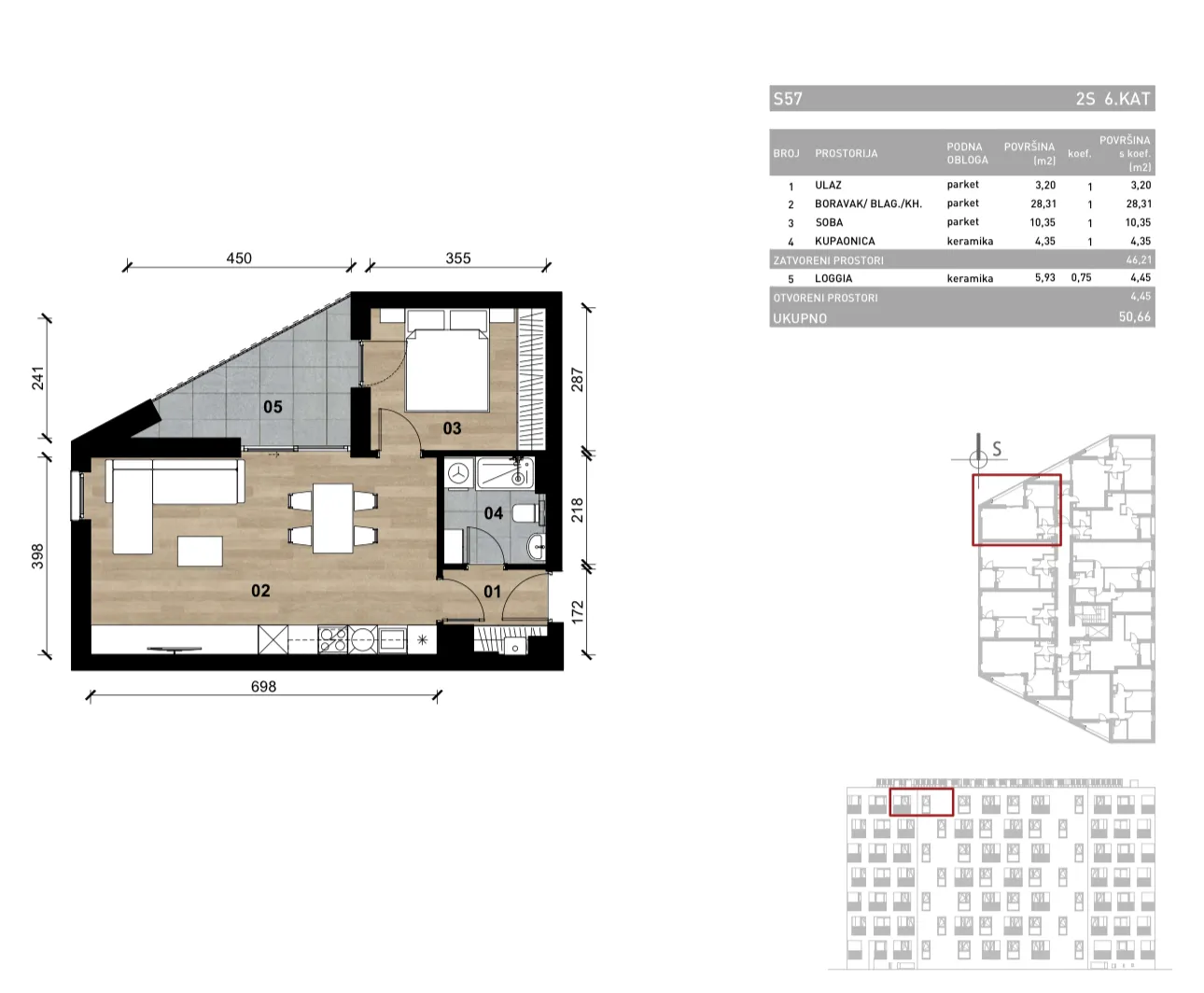 zagreb, vrapče, novogradnja, dvosoban stan na šestom katu s loggiom, 51 m² - slika 4