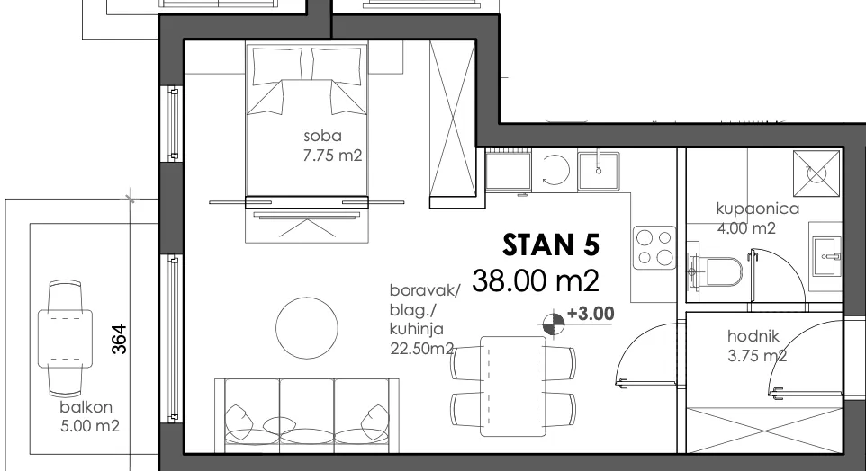 zagreb, trnava, moderan dvosoban stan u novogradnji, neto površine 40 m² - slika 13