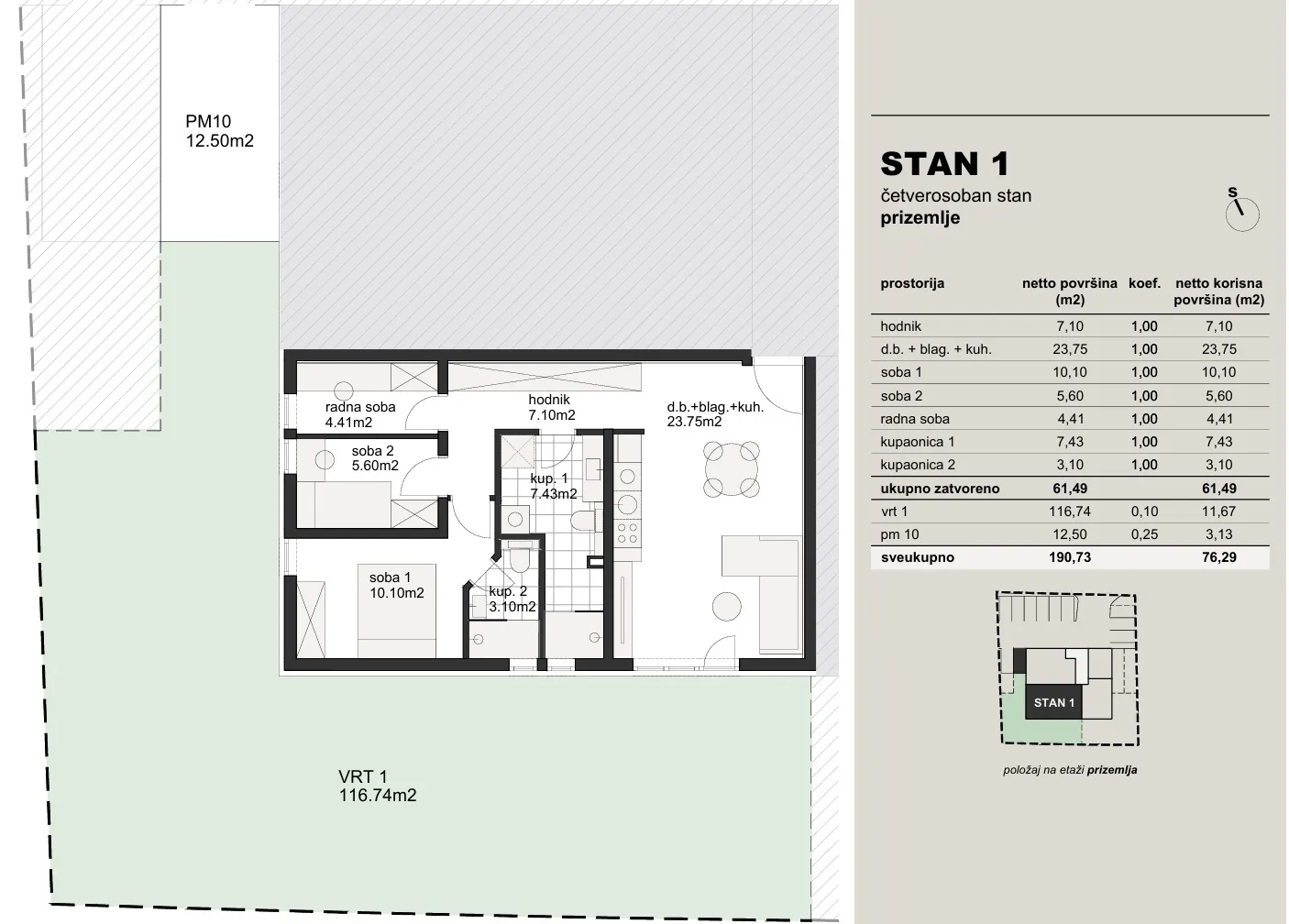 zagreb, hrvatski leskovac četverosoban stan 73 m² novogradnja - slika 5