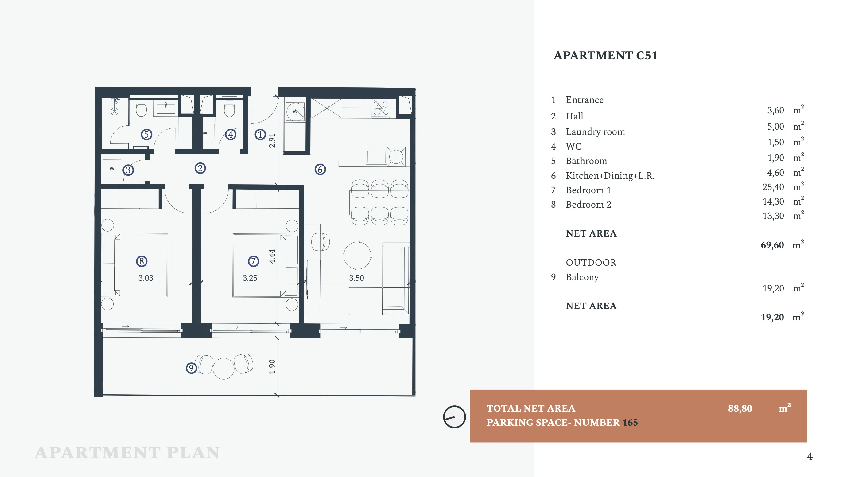 istra, savudrija, petram resort, apartman na trećem katu s dvije spavaće sobe 88.80 m² - slika 21