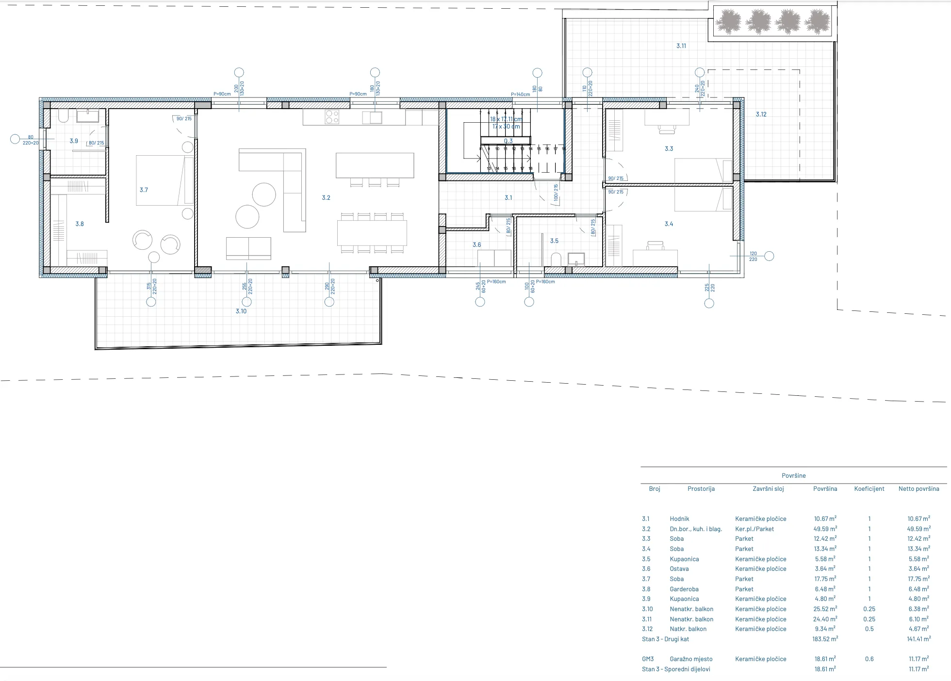 osijek, petefijeva, luksuzan četverosoban penthouse s garažom neto površine 152, 59 m² *novogradnja* - slika 22