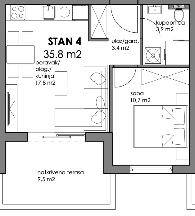 zagreb, trnava, dvosoban stan u vrhunskoj novogradnji 39 m² - slika 13