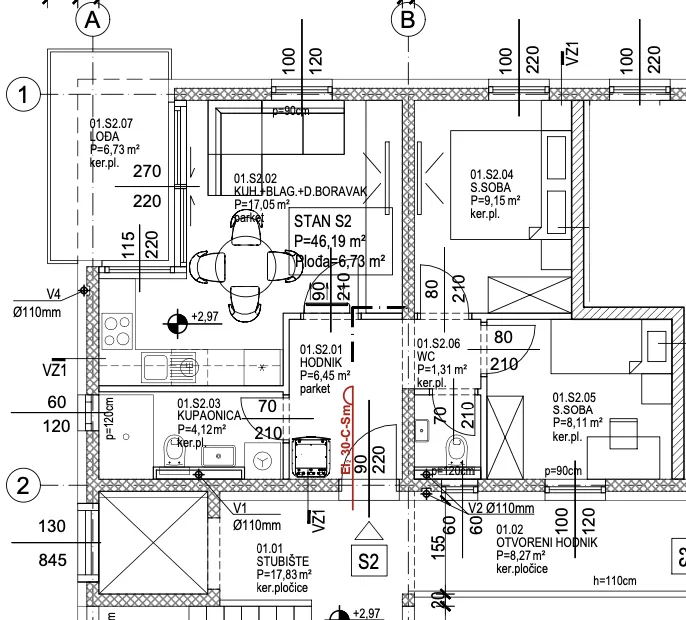 zagreb, maksimir, trosoban luksuzan stan 55,69 m² - slika 5