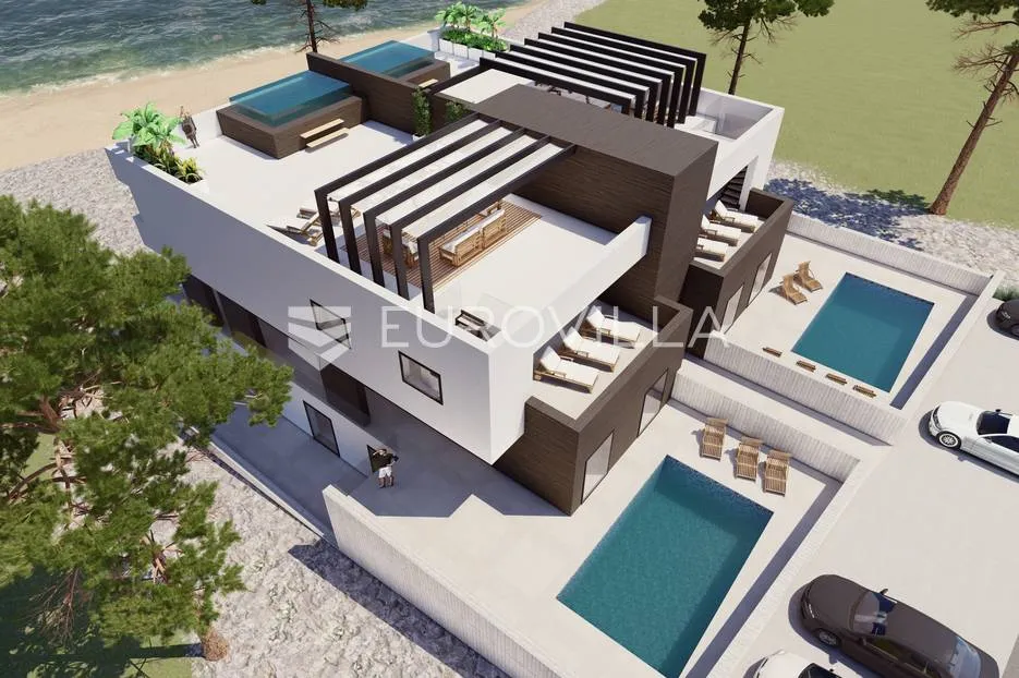 Vinjerac, luksuzan penthouse prvi red do mora sa krovnom terasom 134,85 m²