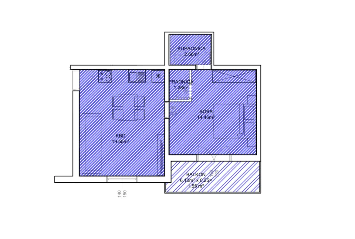 biograd na moru, pakoštane, jednosobni apartman s11 na drugom katu površine od 46 m² - slika 21