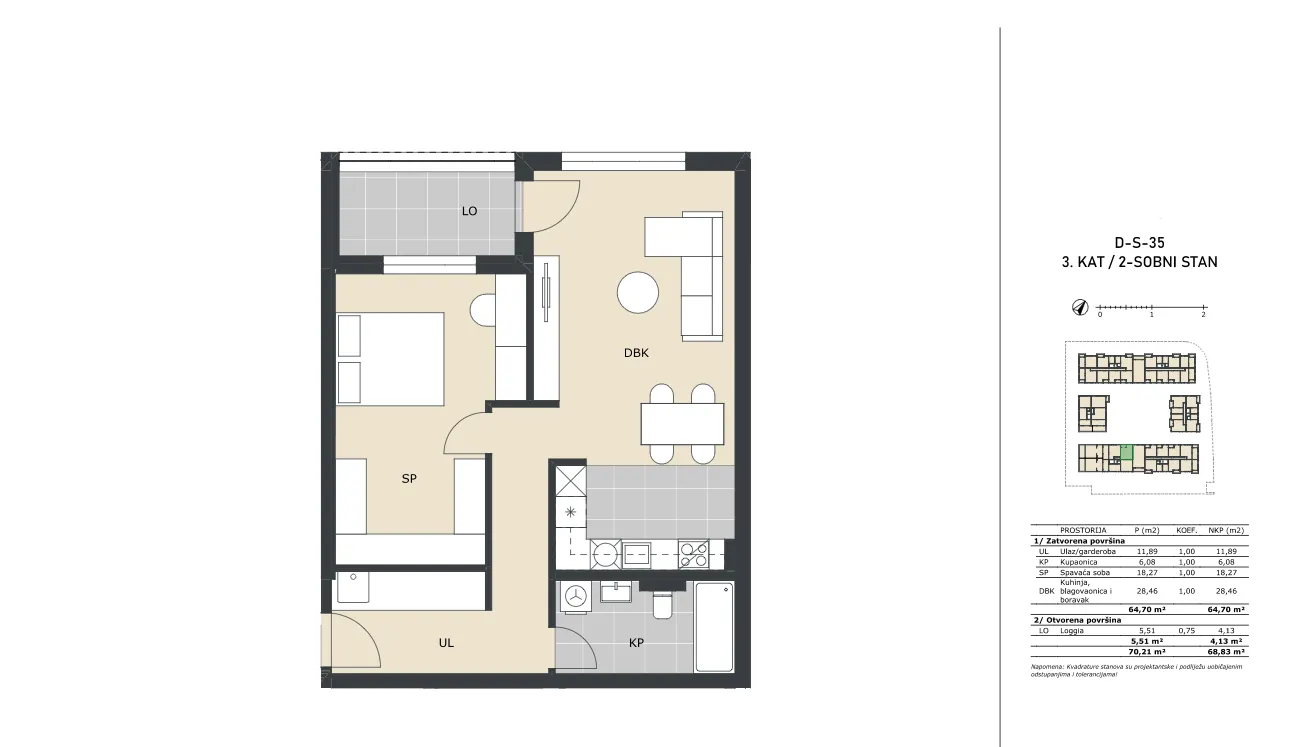 velika gorica, dvosoban stan neto površine 68.83 m² novogradnja - slika 5