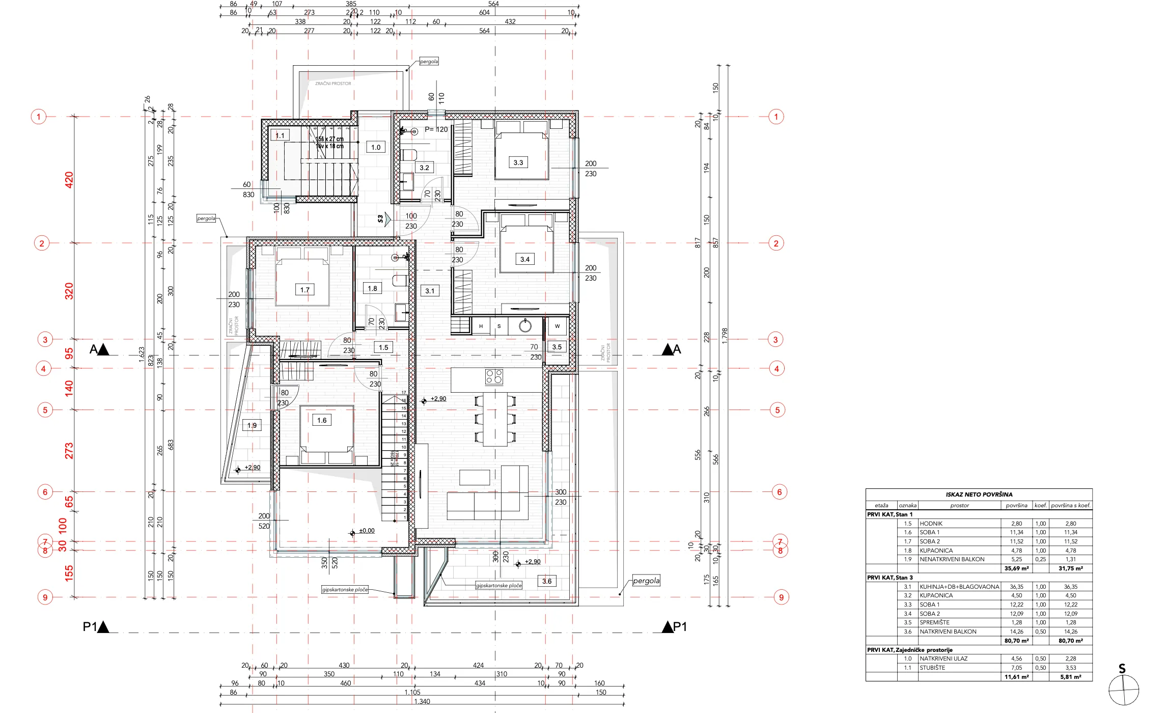 krk, njivice, dvosoban stan s dnevnim boravkom u novogradnji površine 80.70 m² - slika 16