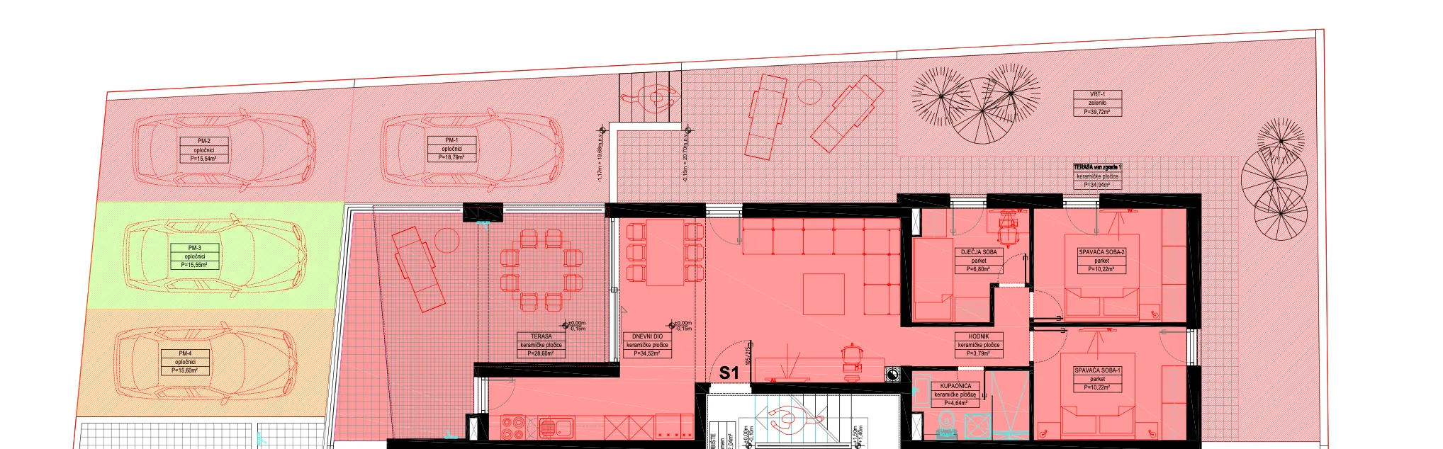 pag, šimuni trosoban stan u prizemlju 104,36 m² s vrtom - slika 6