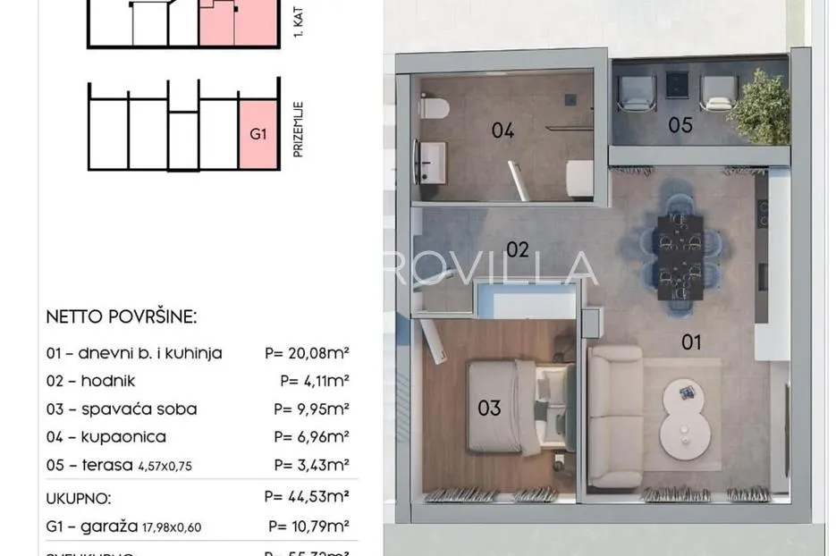 istra, pula, jednosoban stan s garažom - slika 3