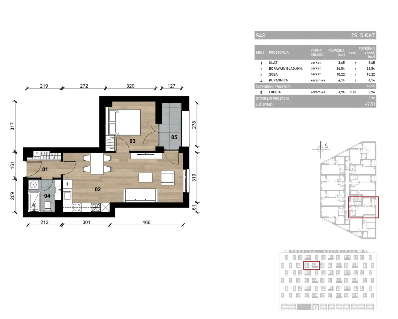 zagreb, vrapče, novogradnja, dvosoban stan na petom katu s loggiom, 47,51 m² - slika 4