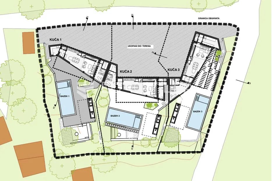 oprtalj, gradinje, građevinsko zemljište s idejnim projektom za gradnju tri kuće za odmor - slika 18