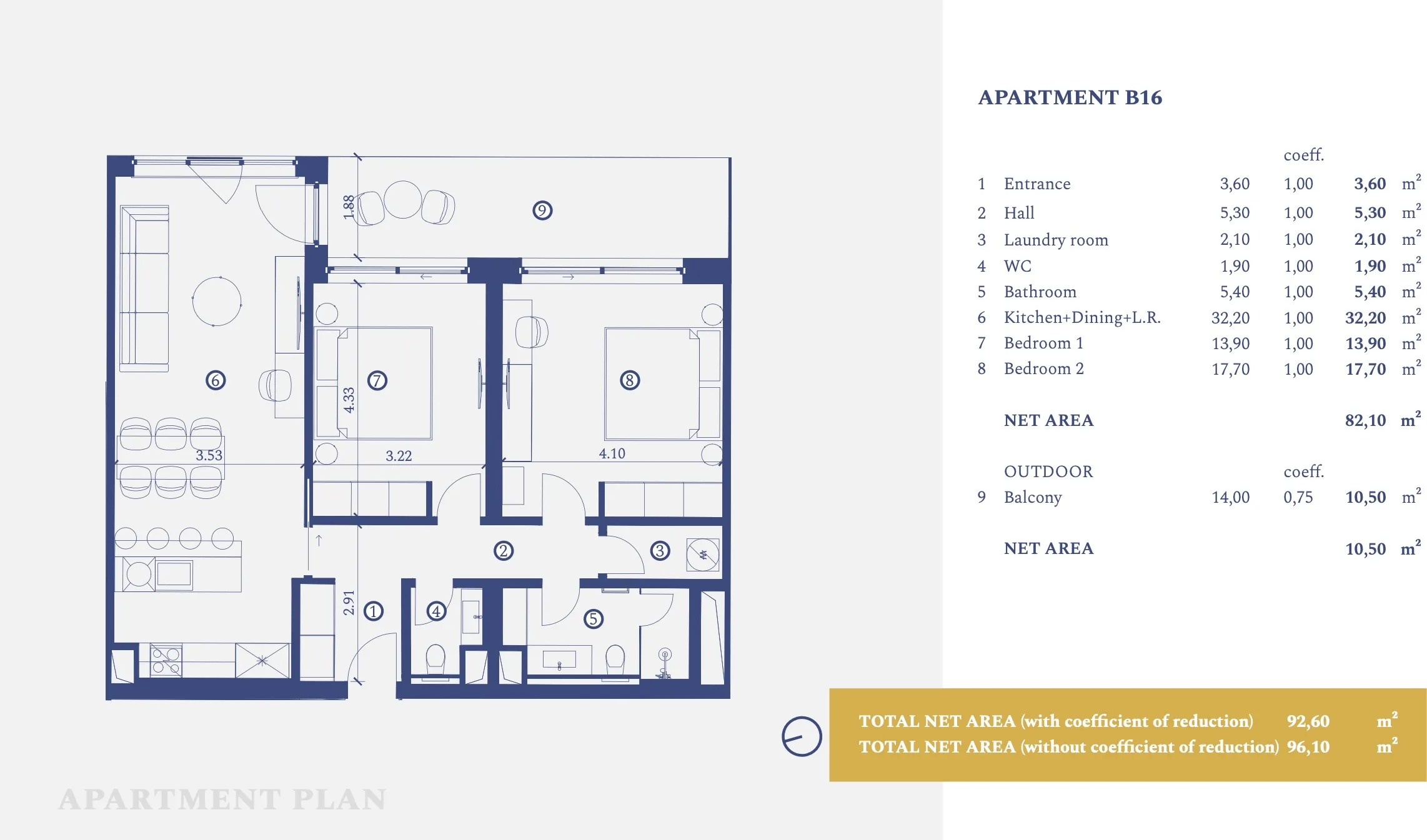 istra, savudrija, petram resort, apartman na prvom katu s dvije spavaće sobe 96,10 m² - slika 18