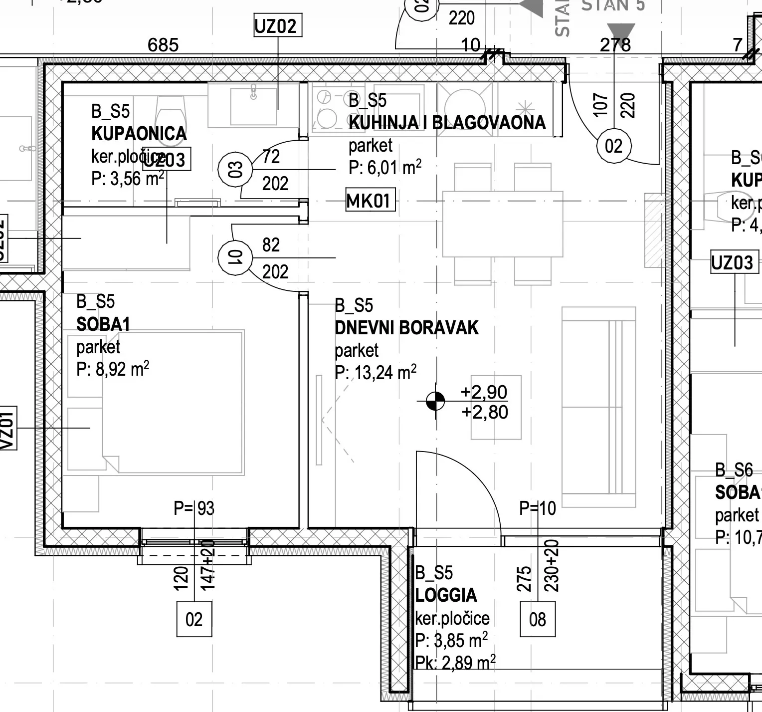 čiovo, slatine, stan na 1. kat 35,58 m² s pogledom na more uz parking mjesto - slika 5