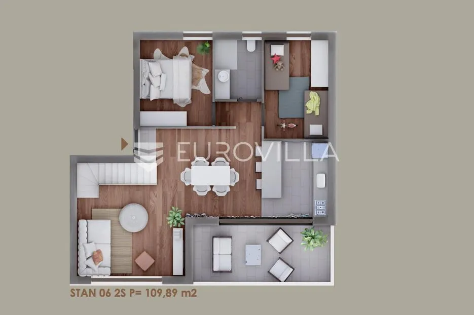 zadar, borik, ekskluzivan penthouse s krovnom terasom, 109,89 m², s6 - slika 2