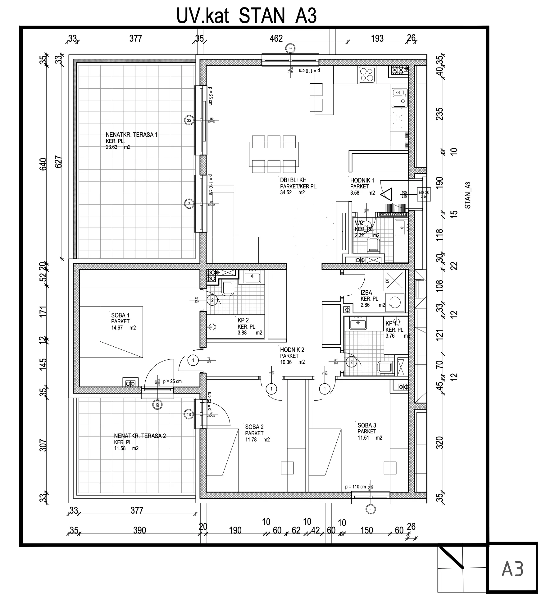 zagreb, botinec, četverosoban stan na uvučenom katu moderne novogradnje 108 m² - slika 8