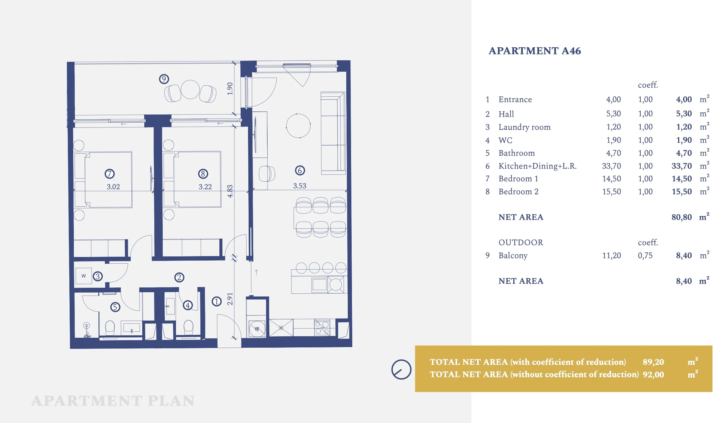 istra, savudrija, petram resort, apartman na trećem katu s dvije spavaće sobe 92 m² - slika 18
