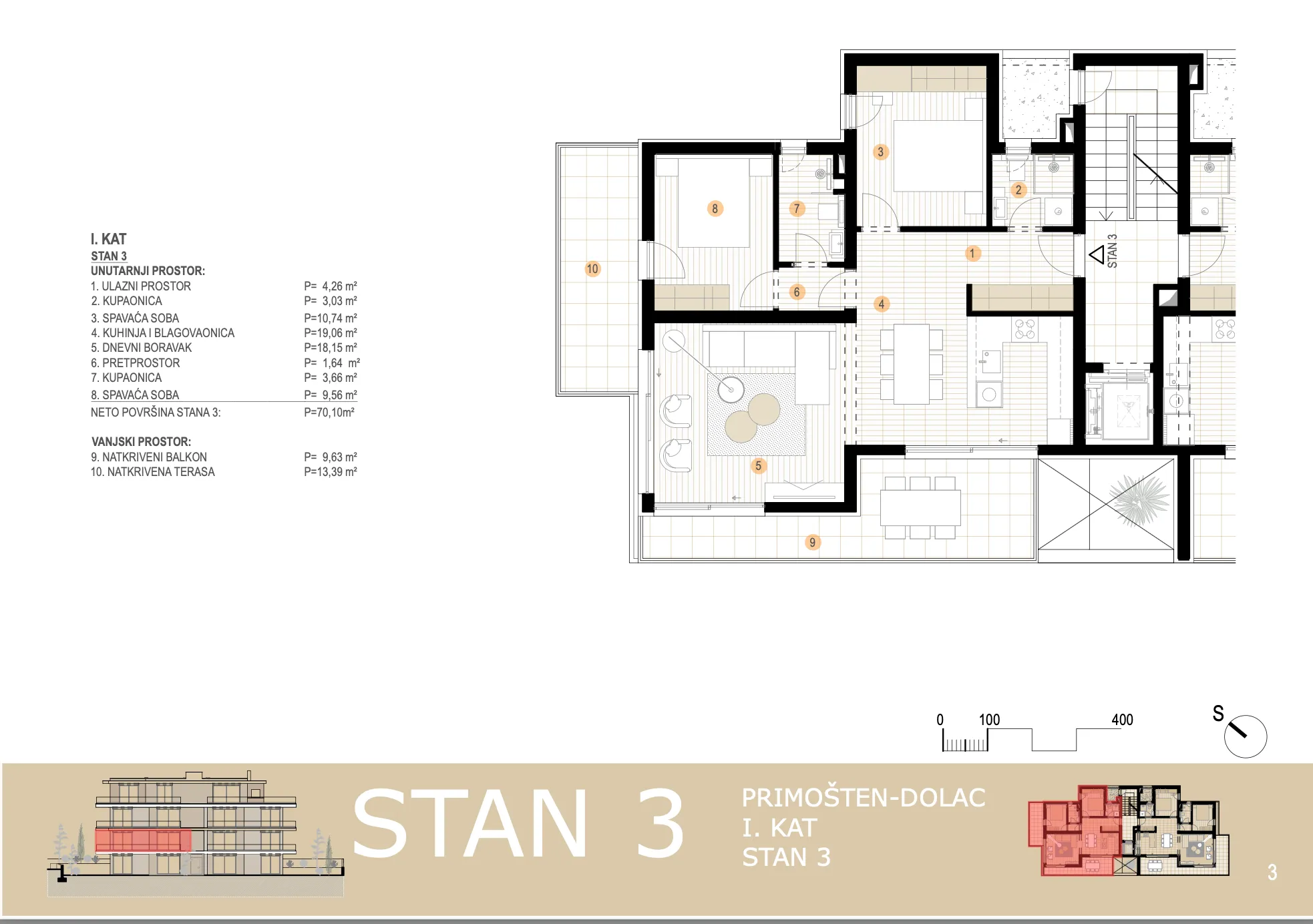 primošten, novogradnja, stan s pogledom na more, drugi red do mora, 84,74 m² - slika 13
