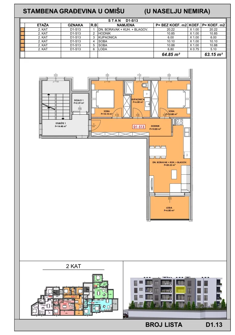 omiška rivijera, dvosoban stan s pogledom na more, 2. kat moderne novogradnje, 63.15 m² - slika 14