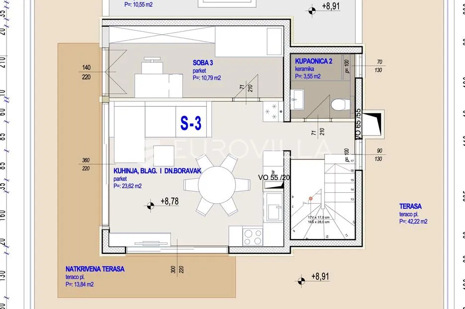 kaštela penthous s pogledom na more, trosoban stan 148,6 m², garaža za dva automobila - slika 11