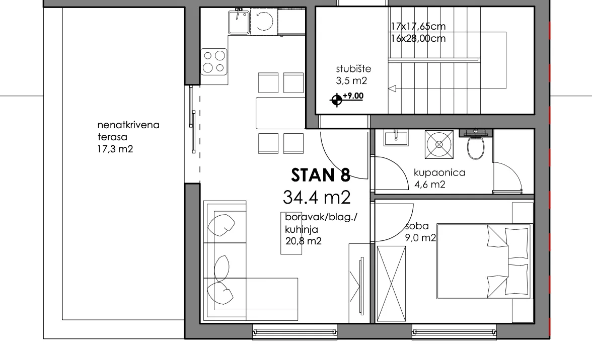zagreb, trnava, atraktivan dvosoban stan 39 m² novogradnja - slika 9