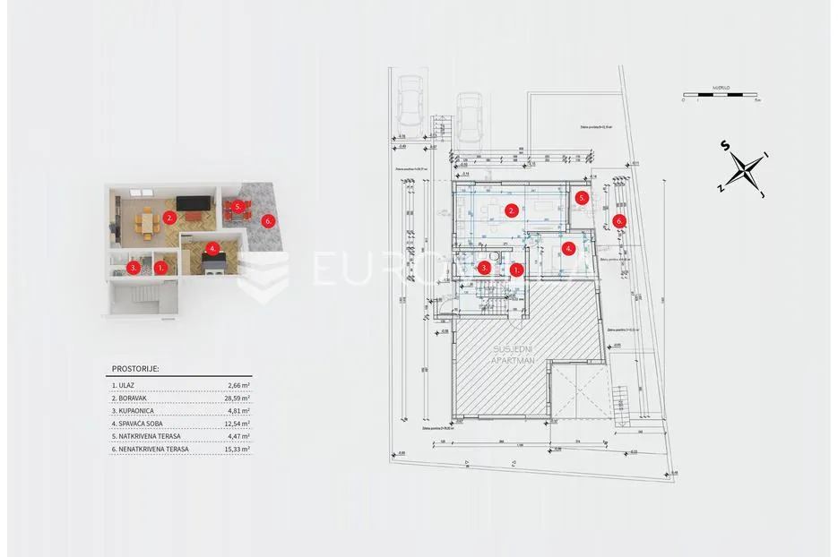 vodice, novogradnja, prekrasan jednosoban stan s vrtom, 61,70 m² - slika 7