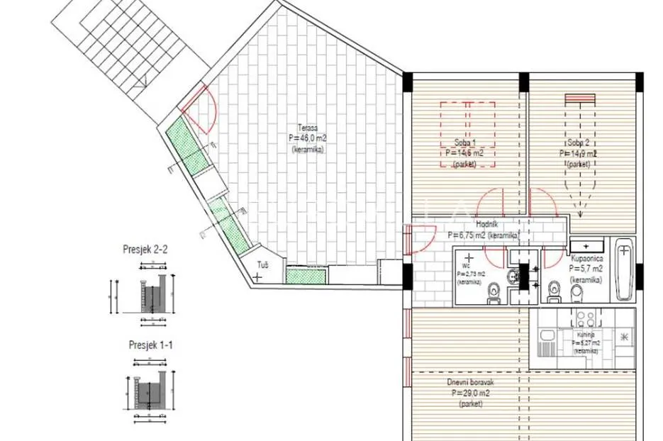 biograd na moru, trosoban stan 90,54m2 u centru grada, 50m od mora - slika 13