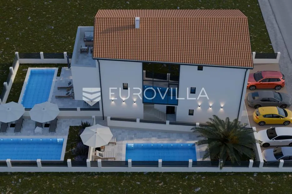Pag, Mandre, trosoban stan 110 m² u novogradnji s bazenom u vrtu blizu mora - Mandre, Kolan