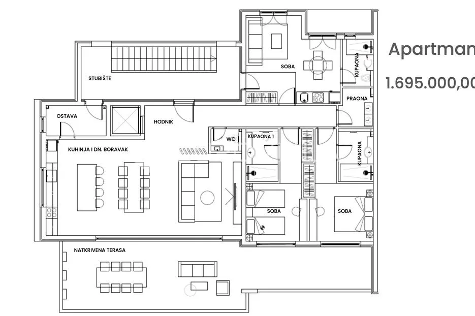 zadar, zaton, luksuzni penthouse apartman prvi red do mora - slika 4