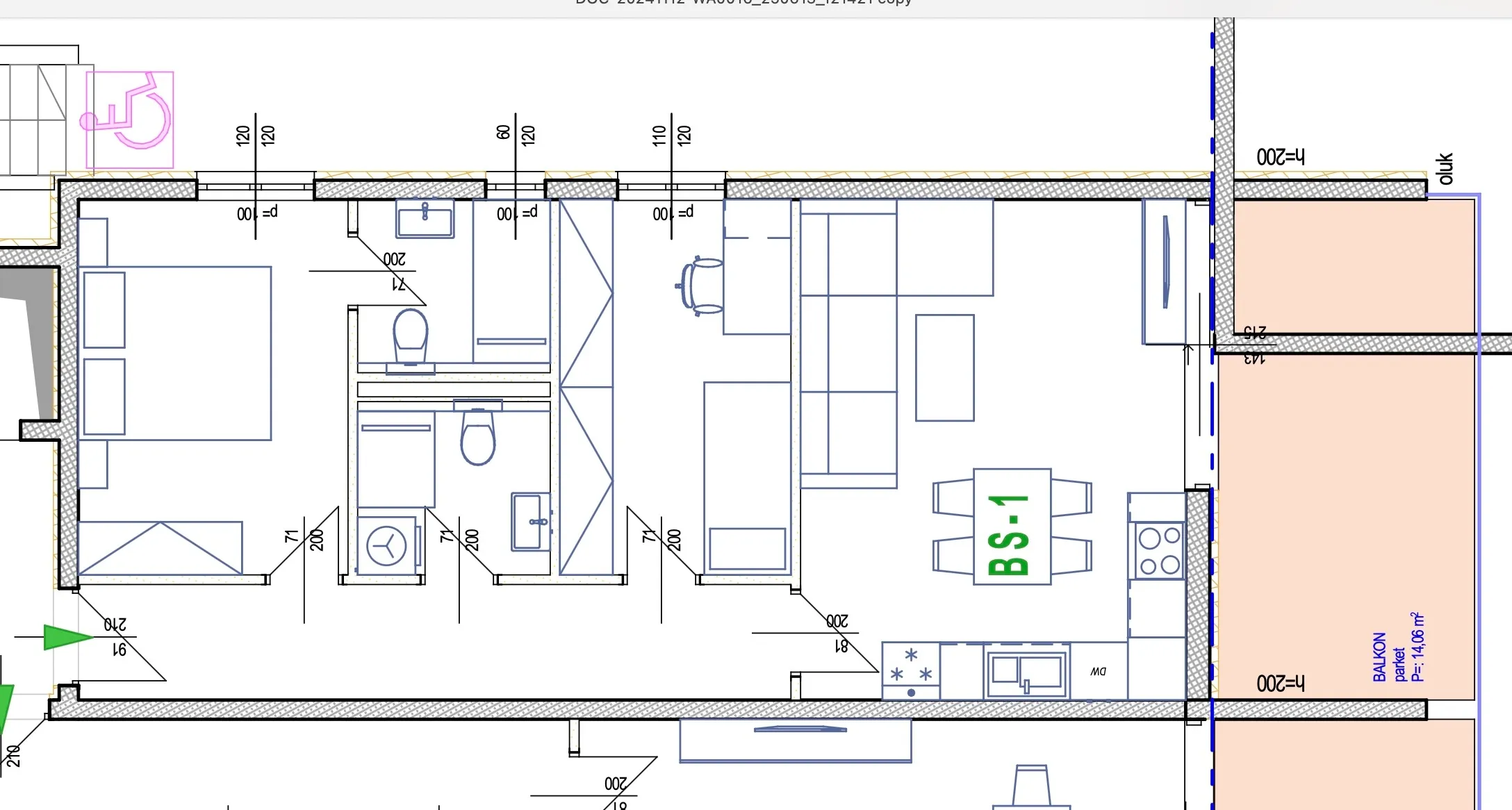trogir, seget, dvosoban stan 71,4 m² na prizemlju s garažom i liftom - slika 6